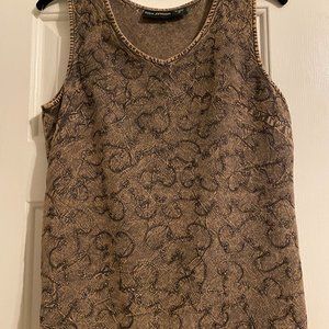 NDK FASHION Embroidered Sleeveless Top Brown Sz Medium